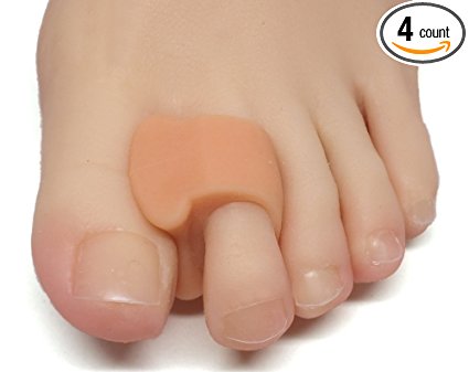 Pack of 4 Toe Separators and Spreaders for Relieving Pain Associated with Bunions, Overlapping Toes, and Toe Drift