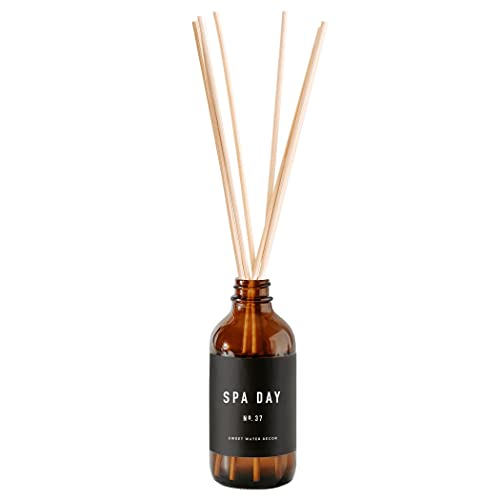 Sweet Water Decor Spa Day Amber Reed Diffuser Set | Jasmine, Sea Salt, Wood, and Cream | Lasts For 3  Months | Premium Fragrance Oils | For Home and Office | Relaxing Spa Scents