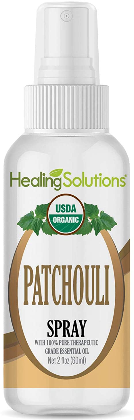 Organic Patchouli Spray – Water Infused with Patchouli Essential Oil – Certified USDA Organic - 2oz Bottle by Healing Solutions