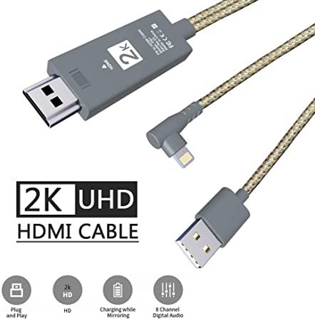 PINYUAN Compatible with iPhone iPad to HDMI Adapter Cable, 1080P Digital AV HDMI Adaptor Connector Cord for iPhone Xs Max XR X 8 7 8 Plus iPad Pro - No Delay, No Stuttering