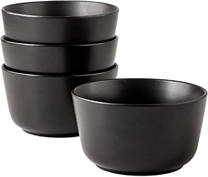 AmorArc Cereal Bowls Set for Kitchen, 26 ounce Large Ceramic Soup Bowls Set of 4 for Salad Snacks Soup Cereal, Chip-Resistant Kitchen Bowls, Matt Black