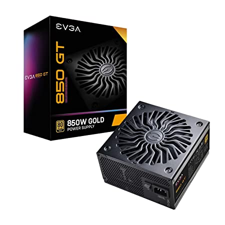 EVGA Supernova 850 GT, 80 Plus Gold 850W, Fully Modular, Auto Eco Mode with FDB Fan, 7 Year Warranty, Includes Power ON Self Tester, Compact 150mm Size, Power Supply 220-GT-0850-YN