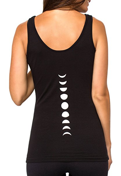 TREELANCE Organic Cotton Yoga Tank Tops. Yoga Shirts For Women. Black & White Moon Yoga Tank. Women’s Yoga Tops.