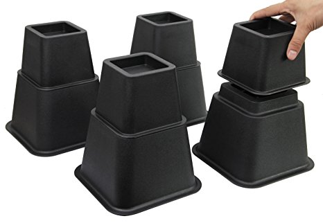 Easygoing Adjustable Bed Risers-3 Height Option Risers, Furniture Riser Bed Riser and Bed Lifts, Set of 4