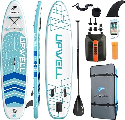 UPWELL 11'6"/11'2"/11'/10'6''Inflatable Stand Up Paddle Board with sup Accessories Including Backpack, Repairing Kits, Non-Slip Deck, Leash, 3 Fins, Paddle and Pump