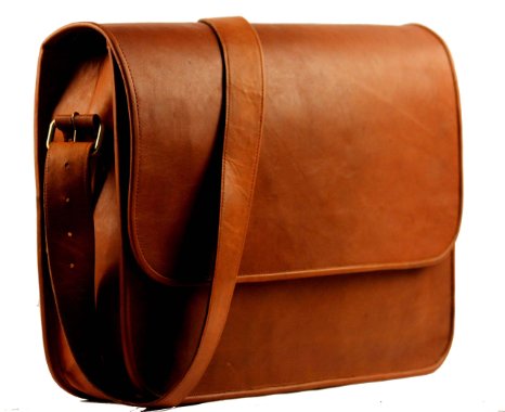 B & H Genuine Leather Messenger Bag 15" Laptop Bag Leather Satchel Briefcase Bag.