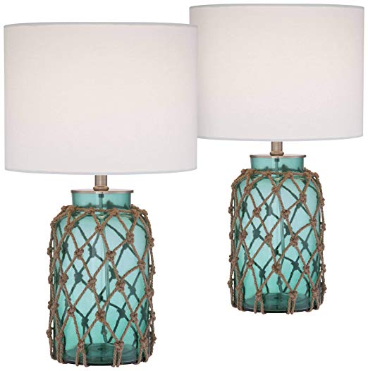 Crosby Blue Glass Accent Bottle Table Lamp Set of 2