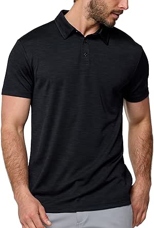 INTO THE AM Performance Dri Fit Polo Shirts for Men S-4XL - Quick Dry Moisture Wicking Athletic Sport Collar Work Shirts