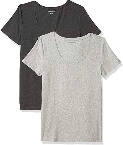 Amazon Essentials Women's 2-Pack Classic-Fit Short-Sleeve Scoopneck T-Shirt