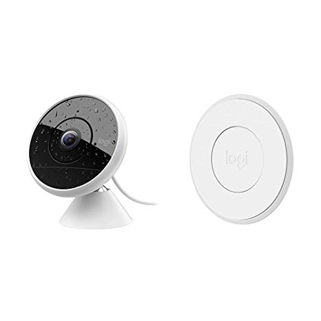 Logitech Circle 2 Indoor/Outdoor Wired Home Security Camera, HomeKit and Google, 1080p HD, 180° Wide-Angle, Night Vision &  Circle 2 Ultra Strong Magnetic Mount Accessory, Works with Circle 2 Cameras