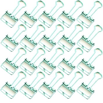 Olpchee 20 Pcs Metal Long Tail Clip Office Supplies Simple Lovely Hollow Wire Binder Clips (Small, Green)