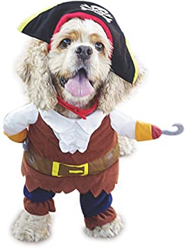 Mikayoo Pet Costume Fashion Pirates of The Caribbean Style Clothes Halloween Suit with a Hat Costume Apparel for Dog & Cat