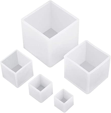 5 Pcs Resin Molds Square Silicone Mold for Coaster/Ashtray/Flower Pot/Candle Soap Jewelry Holder DIY Making Craft 5 Sizes