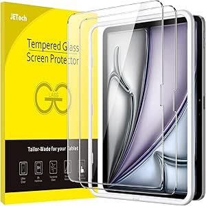 JETech Protection D'écran pour iPad Air 13 Pouces M2 (2024) avec Outil d'Installation Facile, Film en Verre Trempé, HD Transparent, Lot de 2