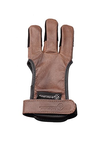 ArcheryMax Handmade Brown Leather Three Finger Archery Gloves