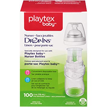 Playtex Baby Nurser Drop-Ins Baby Bottle Disposable Liners, Closer to Breastfeeding, 4 Ounce - 100 Count