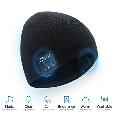 Bluetooth Beanie Hat , BCELIFE Wireless 4.0 Hands-Free Knit Music Cap with HD Stereo Speaker Headphone Mic Rechargeable USB for Winter Fitness Outdoor Sports &Christmas Gifts(Black)