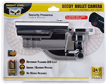 Night Owl Security DUM-Bullet-B Decoy Bullet Camera with Flashing LED Light