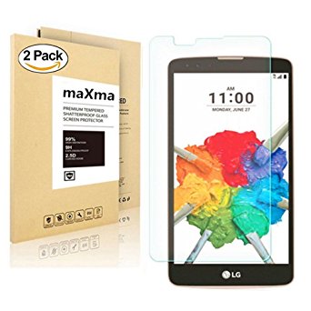 [2-Pack] LG G Stylo 2 / LG Stylo 2 /LG Stylo 2 Plus /MS550 Tempered Glass Screen Protector, maXma Anti-Scratch, Anti-Fingerprint, Bubble Free, Lifetime Replacement Warranty