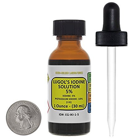 Lugol's Iodine / 5% Solution / 1 Oz in an Amber Glass Bottle / Free Dropper / USA by Eisen-Golden Laboratories