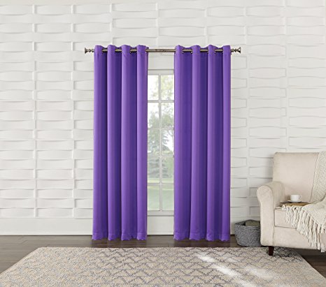 Sun Zero Barrow Energy Efficient Grommet Curtain Panel, 54 x 84 Inch, Purple