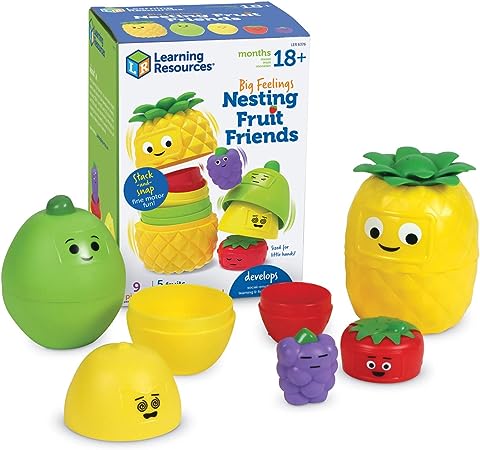 Learning Resources Big Feelings Nesting Fruit Friends, 9 Pieces, Ages 18  Months, Social Emotional Learning Toys, Sensory Toys, Speech Therapy Materials