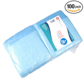 Blue Disposable Underpads (Chux), Large Size 23 X 36, Case/100 2 Bags of 50