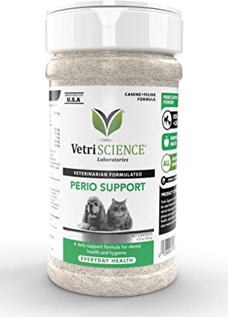 VetriScience Laboratories- Perio Support, Dental Health Powder for Cats and Dogs, 4.2oz