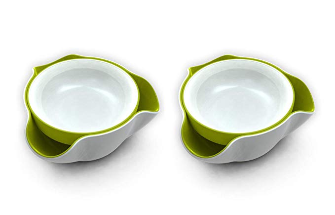 Joseph Joseph 96013 Double Dish Pistachio Snack Serving Bowl, 2-Pack, Green/White 2pack