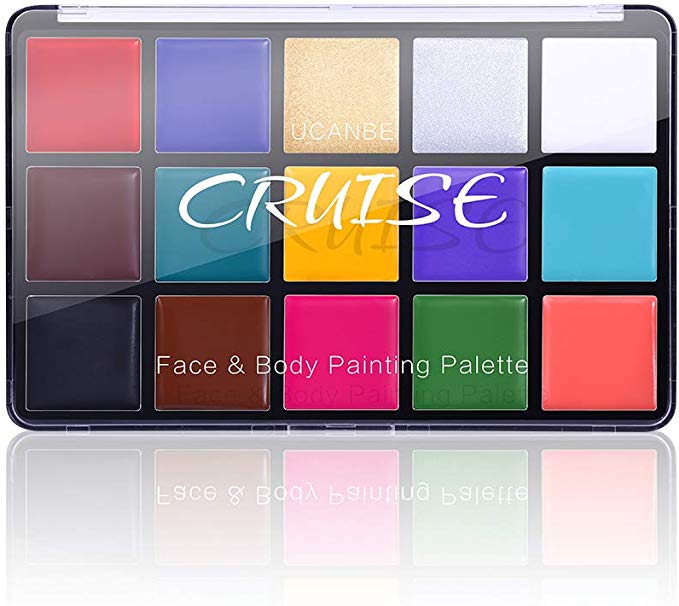 Charmcode Face Body Paint Oil, Professional 15 Colors FX Makeup Palette- Non Toxic Hypoallergenic Safe Facepaints for Adults and Kids - Ideal for Halloween, Cosplay Costumes, Parties and Festivals