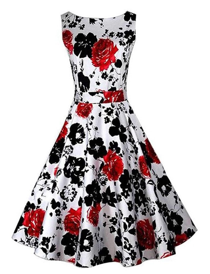 Dresstells® Women 1950s Retro rockabilly Dress Vintage Audrey Swing Dress