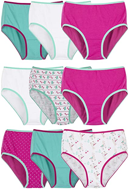 Gildan Girl's Cotton Brief Underwear, 9-Pack