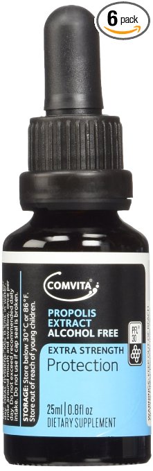 Comvita Alcohol Free Propolis Extract, Dark Brown, 0.8 Fluid Ounce (Pack of 6)