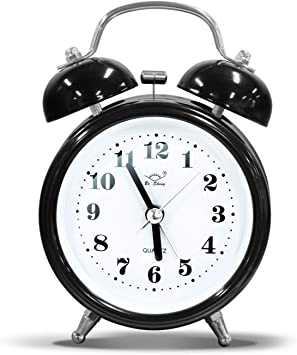 4 inches (about 10.2 cm) dual bell alarm clock with three-dimensional dial Simple alarm clock loud ringing