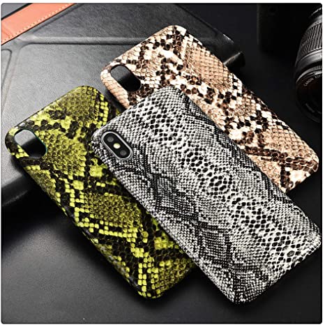 Mixneer Snake Skin Case Compatible with iPhone, Snake Skin Print Phone Case PU Leather Cover Case Crocodile Texture Soft Back Cover (Snake Black, Compatible with iPhone 7)
