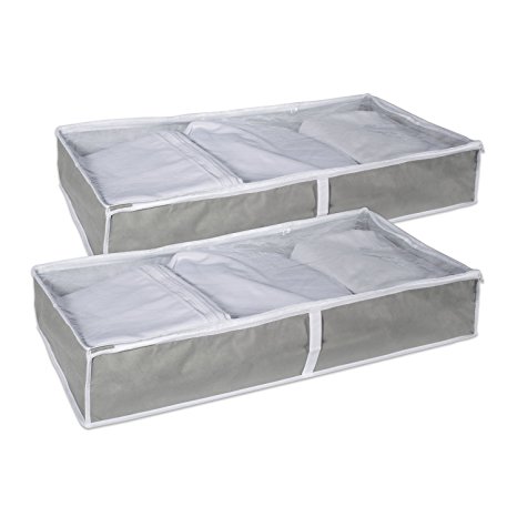 DII Breathable Woven Paper Texture Under the Bed or Closet Soft Storage, Chest Size 40 x 18 x 6", Gray - Set of 2