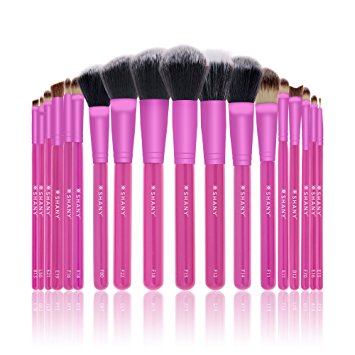 SHANY Triple Pro 18 Piece Brush Set Synthetic and Natural Hair with Apron, Pink