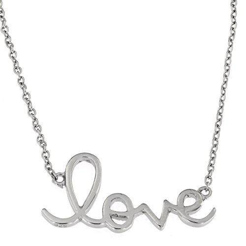 Solid Sterling Silver Script Word LOVE Necklace