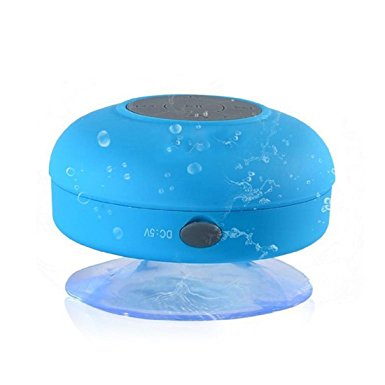 E-Zigo® BTS-06 Mini Waterproof Bluetooth 3.0 Shower Speaker, Handsfree Portable Speakerphone with Built-in Mic, 6hrs of playtime, for iPhone,iPad, Cell Phone,Laptop,Xbox,Computer All Bluetooth iOS Devices and All Android Devices (Blue)