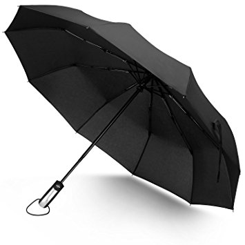 Automatic Umbrella, Pupow Unbrekable Windproof Umbrella 10 Ribs Lightweight Compact Umbrella Auto Open/Close Folding Travel Umbrella For Men Women