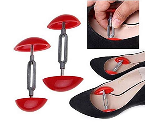 ericotry 2 Pairs Simple Plastic Shoe Tree High Heels Boots Stays Stereotypes Stretchers Shapers Expander Width Extenders Adjustable Mini Shoe Trees (Red)