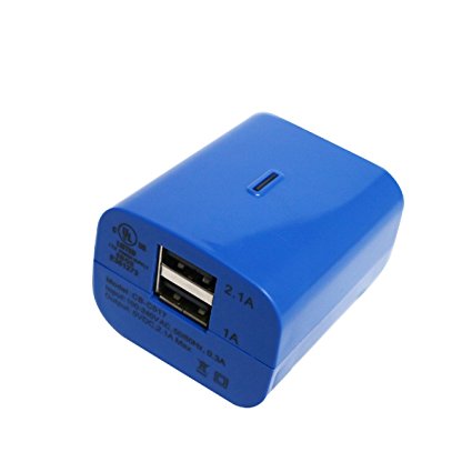 Wall Charger USB Adapter Foldable Plug Portable UL Certified for iPhone 7 6S Plus 6 Plus 6 5SE 5S 5 5C 4S/Samsung Galaxy S7 S6 Edge/Note 7 5 4 S5 Smart Phone10.5 Watt Dual 2.1A/1A (Blue)