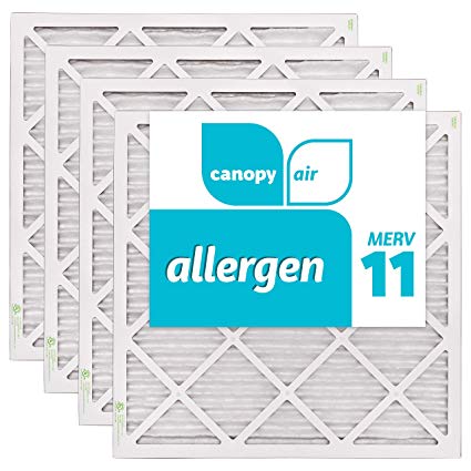 Canopy Air 20x20x1, Allergen AC Furnace Air Filter, MERV 11, Made in the USA, 4-Pack (Actual Size 19 1/2" x 19 1/2" x 3/4")