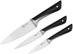 Jamie Oliver by Tefal K267S3 3-teiliges Messerset | Kochmesser | Universalmesser | Schälmesser | hohe Schneideleistung | unverwechselbares Design | widerstandsfähige Klingen | Edelstahl/Schwarz