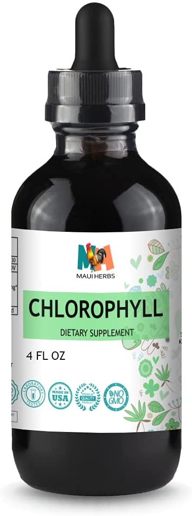 Maui Herbs MH Research Chlorophyll Liquid Drops - Natural Dietary Supplement with Organic Sodium Copper Chlorophyllin Extract - Support Immune System & Boost Energy - Non-GMO Formula (4 fl oz)