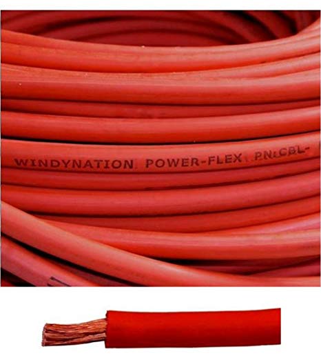 4 Gauge 4 AWG 20 Feet Red Welding Battery Pure Copper Flexible Cable Wire - Car, Inverter, RV, Solar by WindyNation
