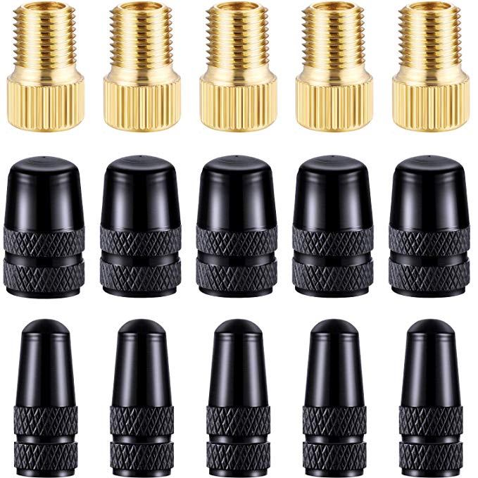 15 Pieces Cycling Tire Tools, Include Presta to Schrader Adapter Bike Valve Adapter Bicycle Tire Valve Converter, Presta Valve Cap, Schrader Valve Cap, Suitable for Cars