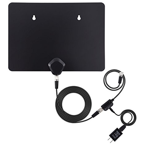 HDTV Antenna,(Newest Version) Pictek Ultra-Thin Indoor Digital TV Antenna 50 Miles Amplified Range with Detachable Signal Amplifier and 10ft Long Coaxial Cable