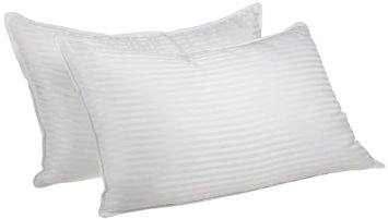 All Season Down Alternative King Pillow Set Stripe, White (Set of 2)