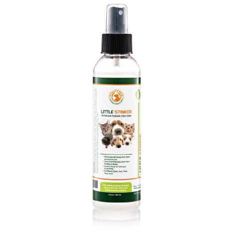 Little Stinker Rapid Relief Probiotic Body Healing Spray For Dogs and Cats 6FL Oz. Human Grade Fast Acting All Natural Topical Probiotic Odor Eater and Eye & Ear Cleaner. Spray, Wipe, or Brush on Your Pet's Problem Body Areas. Eliminates All Stinky Pet Odors and Foul Breath. Stops Running Eyes and Clears Ear Wax & Mites. Instant Relief of Body Hot Spots, Itching and Scratching. For the Mouth, Eyes, Tear Stains, Ears, Face, Paws, and Buttox. Promotes Fur and Feather Growth and Heals Patchy Fur. USA FDA Registered Manufacturer.